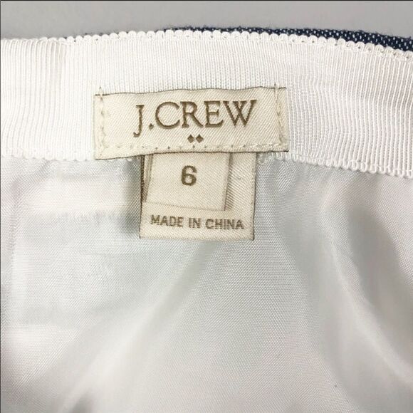 J. CREW | Bold Stripe Mini Skirt Metallic Gold, White, Denim Blue Women’s Size 6 - Picture 4 of 7